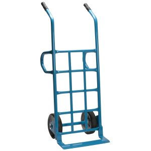 Blue warehouse hand truck.