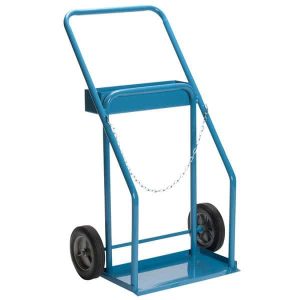 Blue medium cylinder hand truck side to side.