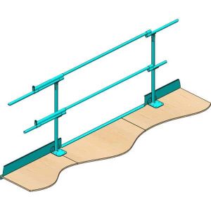Blue handrail pipe gate.