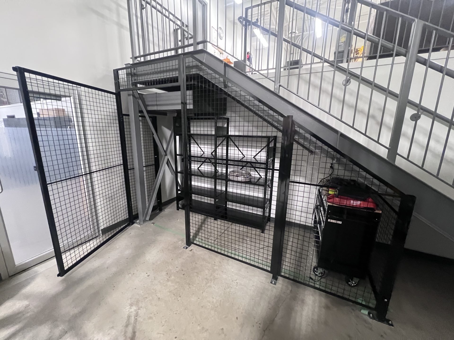black security fencing under staircase
