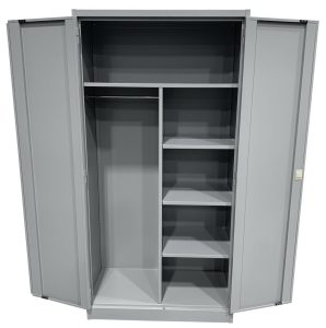 Durable steel combination cabinet with adjustable shelves