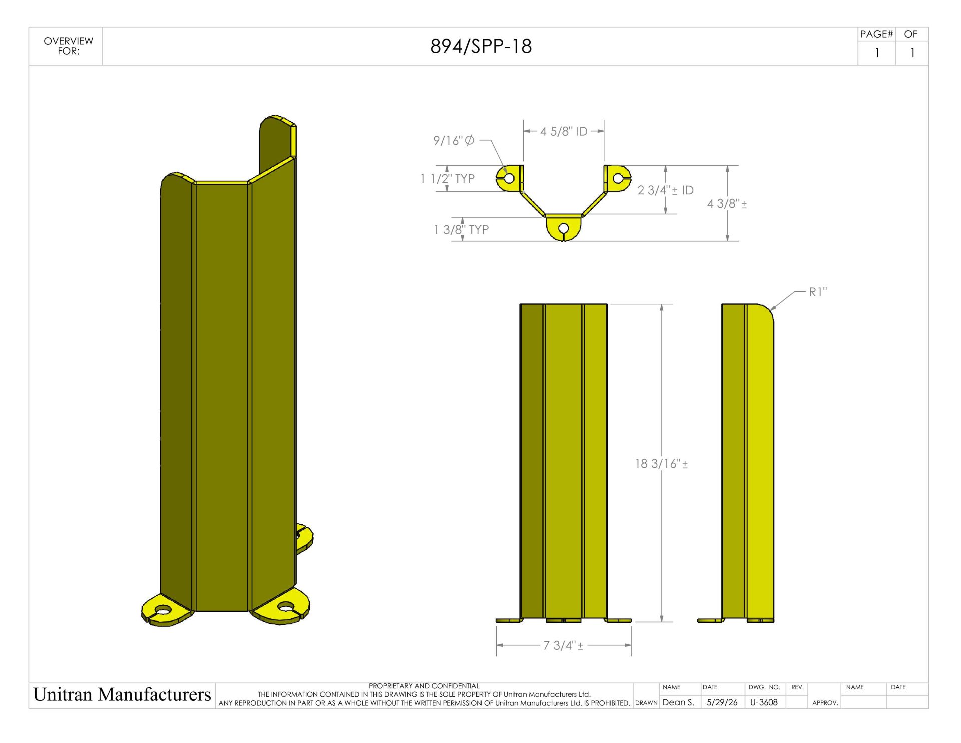drawing of pallet racking upright corner protector