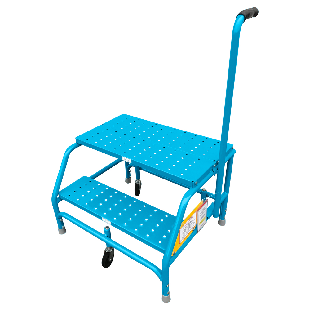 blue push handle ladder
