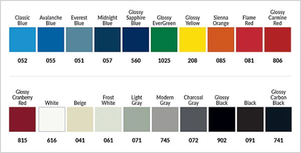 Colour options for the R2V vertical storage.