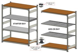 E-Z-Rect Type 1 Shelving starter unit and add-on unit.