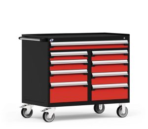 Heavy-duty mobile drawer cabinet with lockable wheels for industrial storage