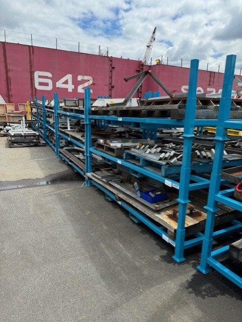 Seaspan custom stacking racks for steel ship component storage
