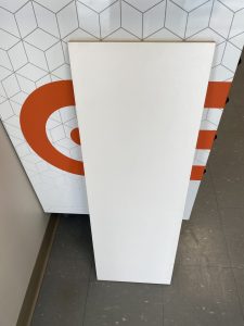 white melamine shelving