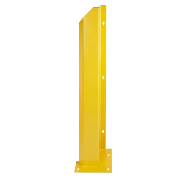 yellow overhead door track protector installed at warehouse dock